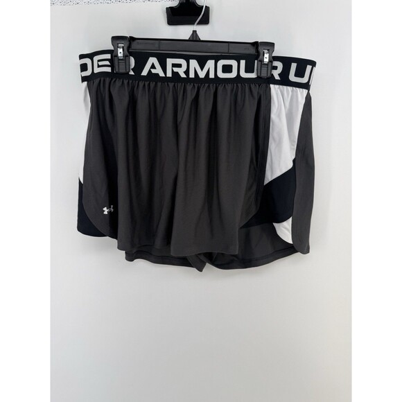 Under Armour Black White Running Training Loose Fit Shorts Play Up 1X - Picture 1 of 12